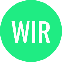 Logo WIR – Das Wort WIR in weißen Buchstaben auf einem hellgrünen Kreis.